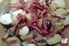 Recetas Fáciles de Ensalada de Patata, Cebolla, Huevo Duro y Bacón